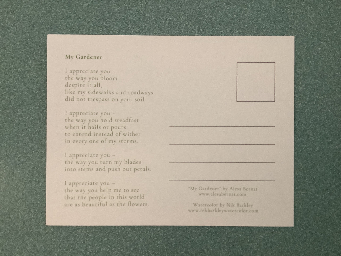 My Gardener (Poetry Postcard)