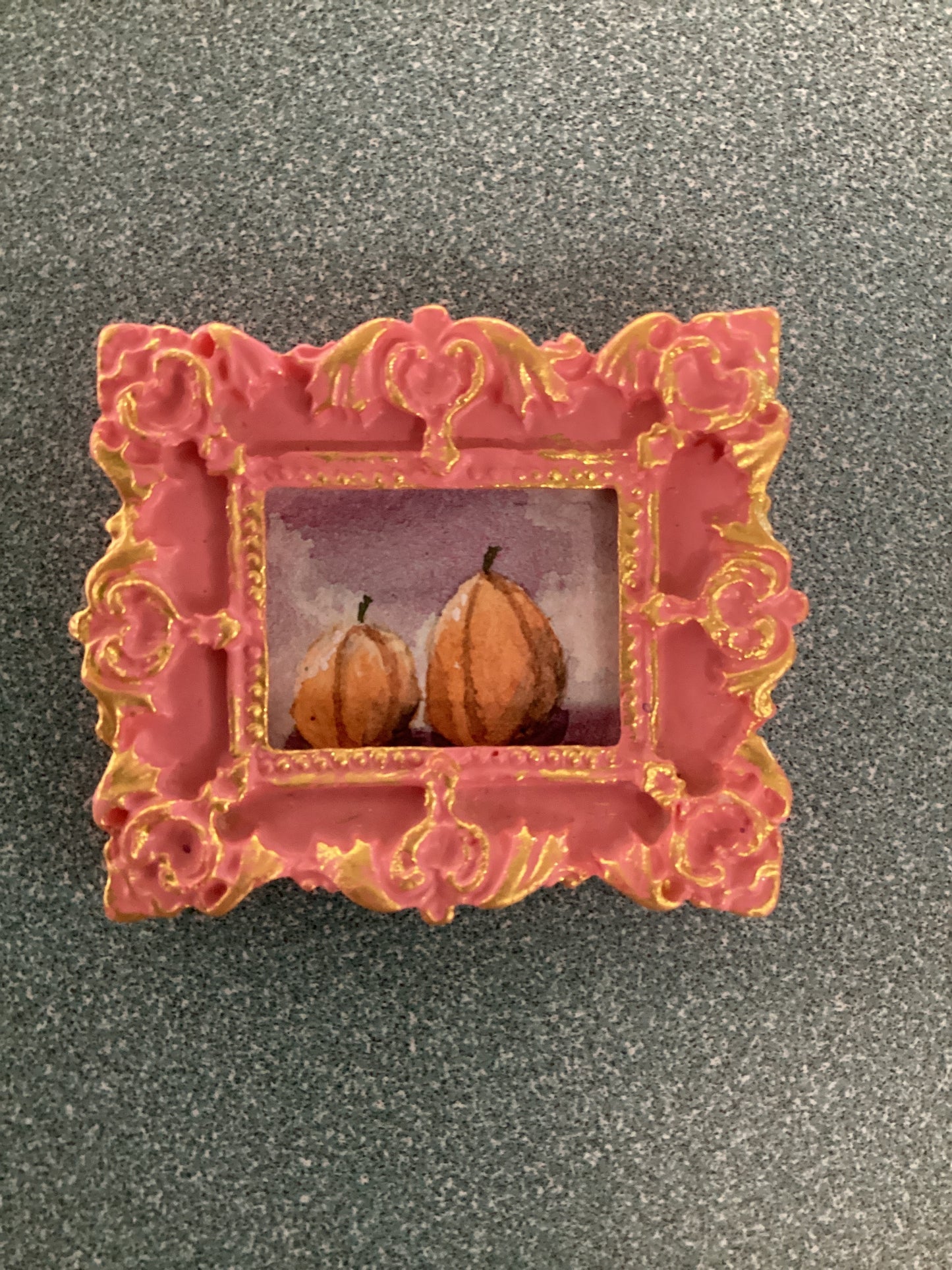 Two Pumpkins in Small Pink Frame by Dominique LaVoie