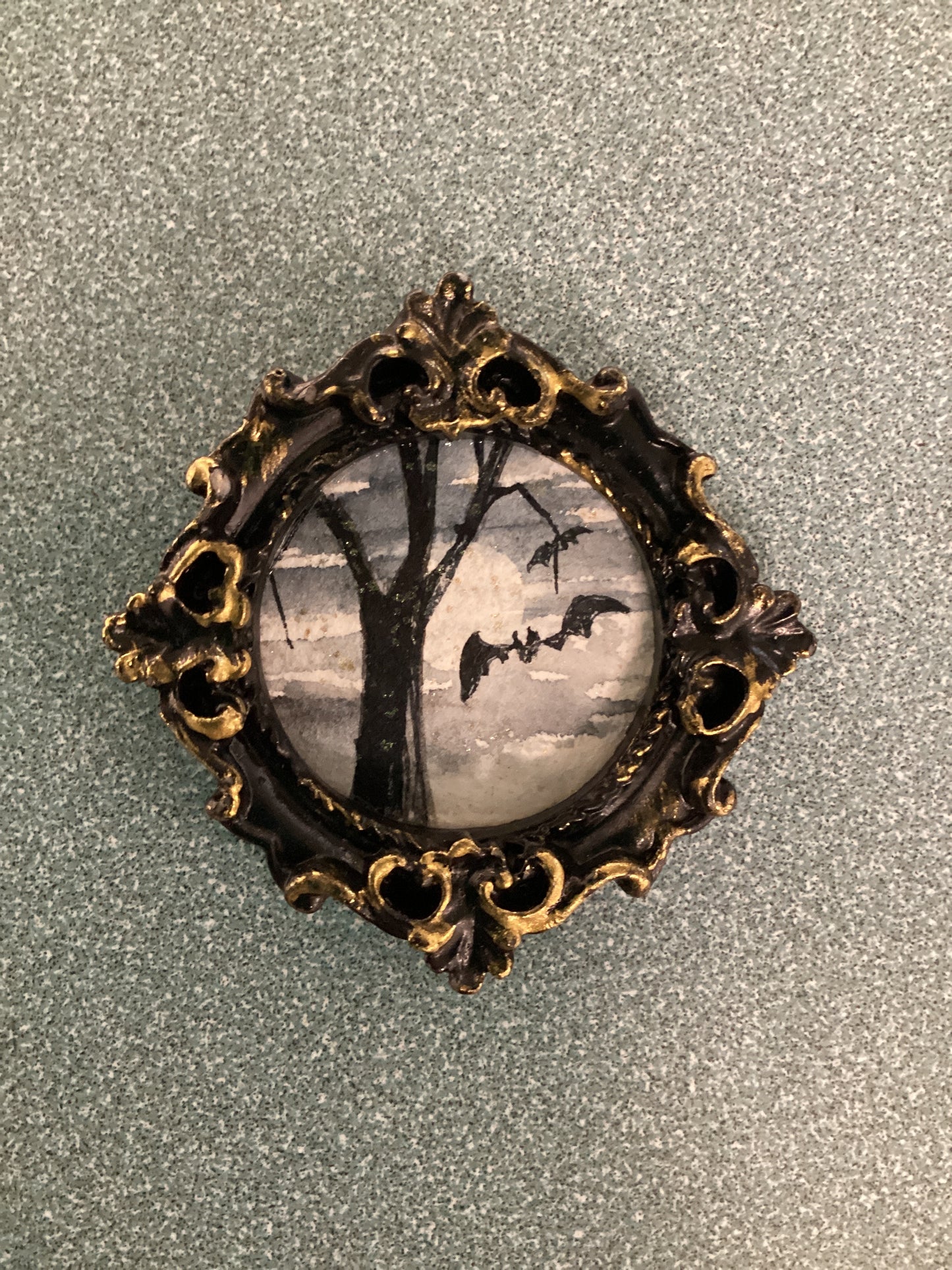 Spooky Tree/Bat in Small Black Frame by Dominique LaVoie