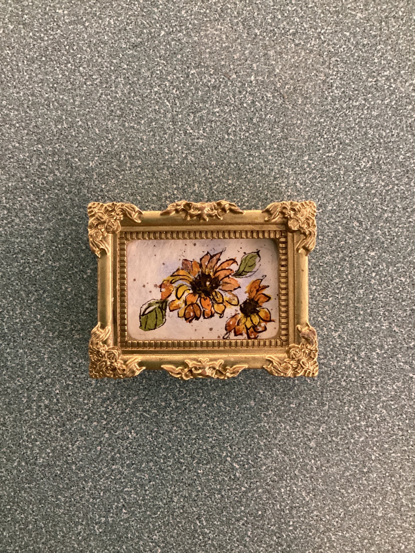 Sunflowers in Small Gold Frame by Dominique LaVoie