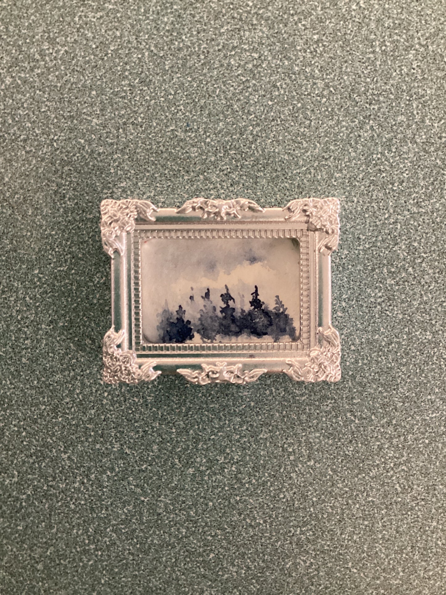 Misty Forest in Small Silver Frame by Dominique Lavoie
