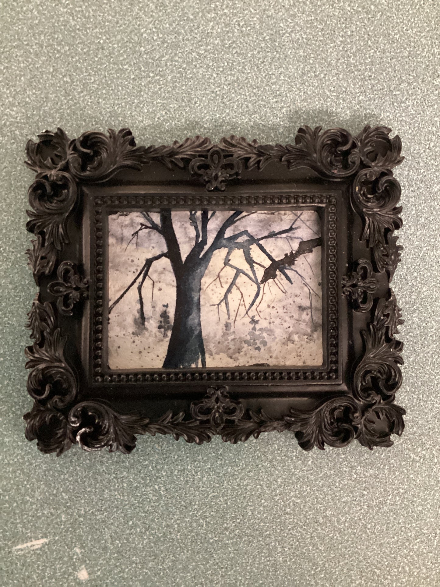 Spooky Tree/Bat in Large Black Frame by Dominique LaVoie