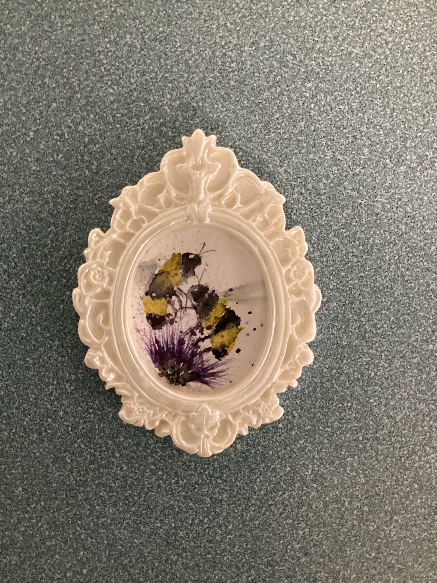 Bees in White Frame by Dominique LaVoie