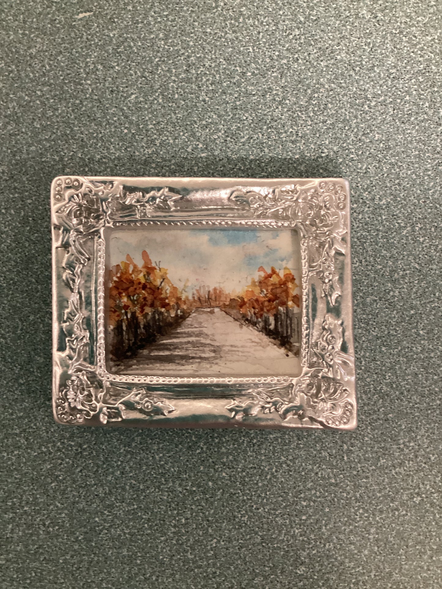 Fall Road in Small Silver Frame by Dominique LaVoie
