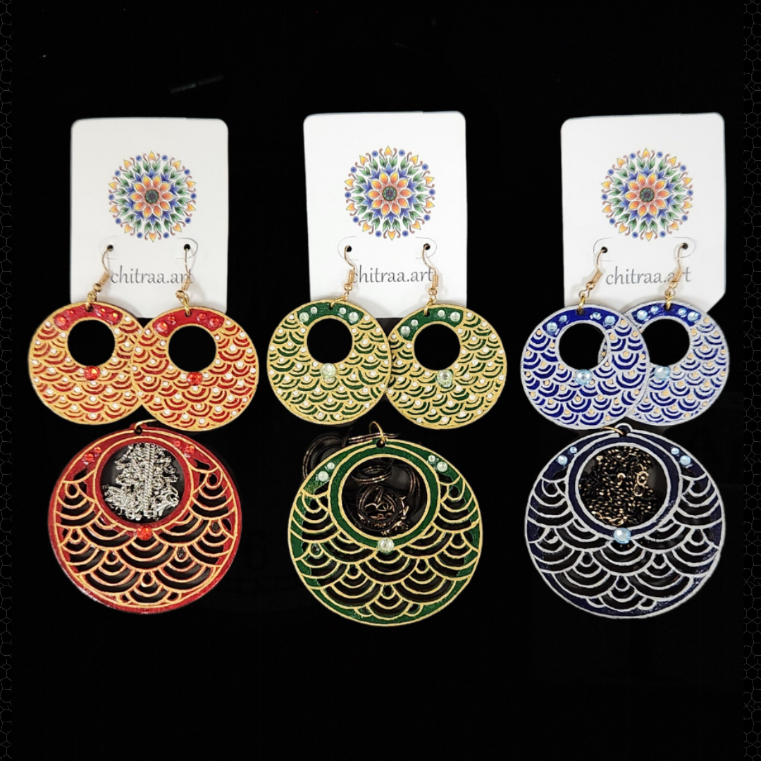 Painted Wood Earrings - Shubha Banavar