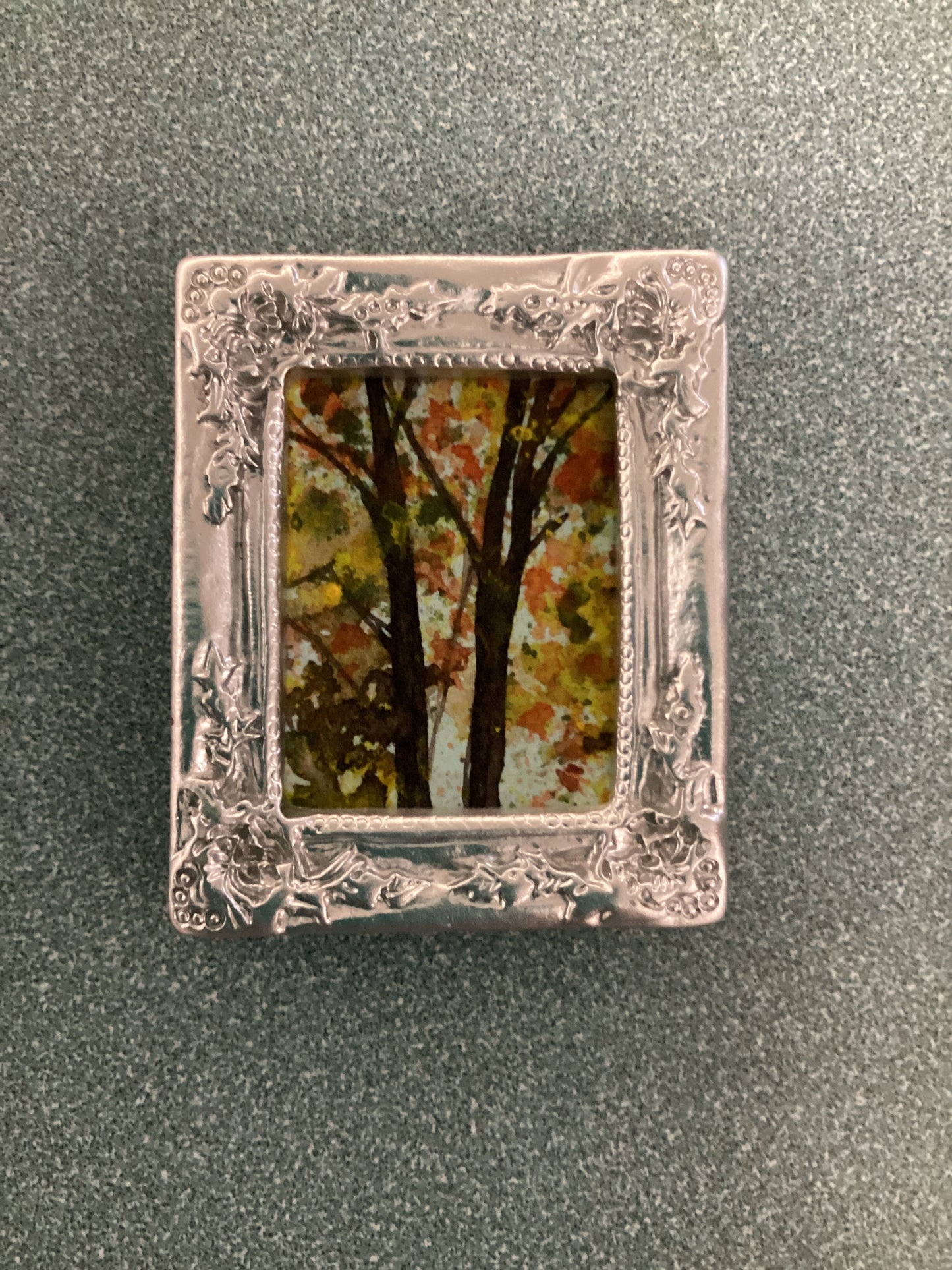 Fall Trees in Small Silver Rectangle by Dominique LaVoie