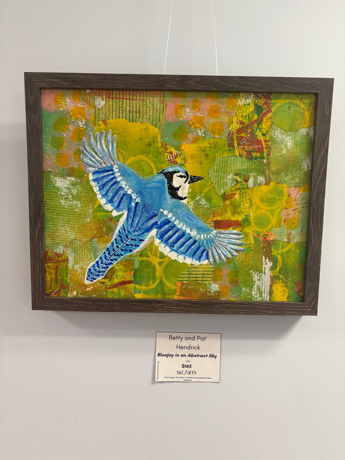 Betty and Pat Hendrick - Bluejay in an Abstract Sky
