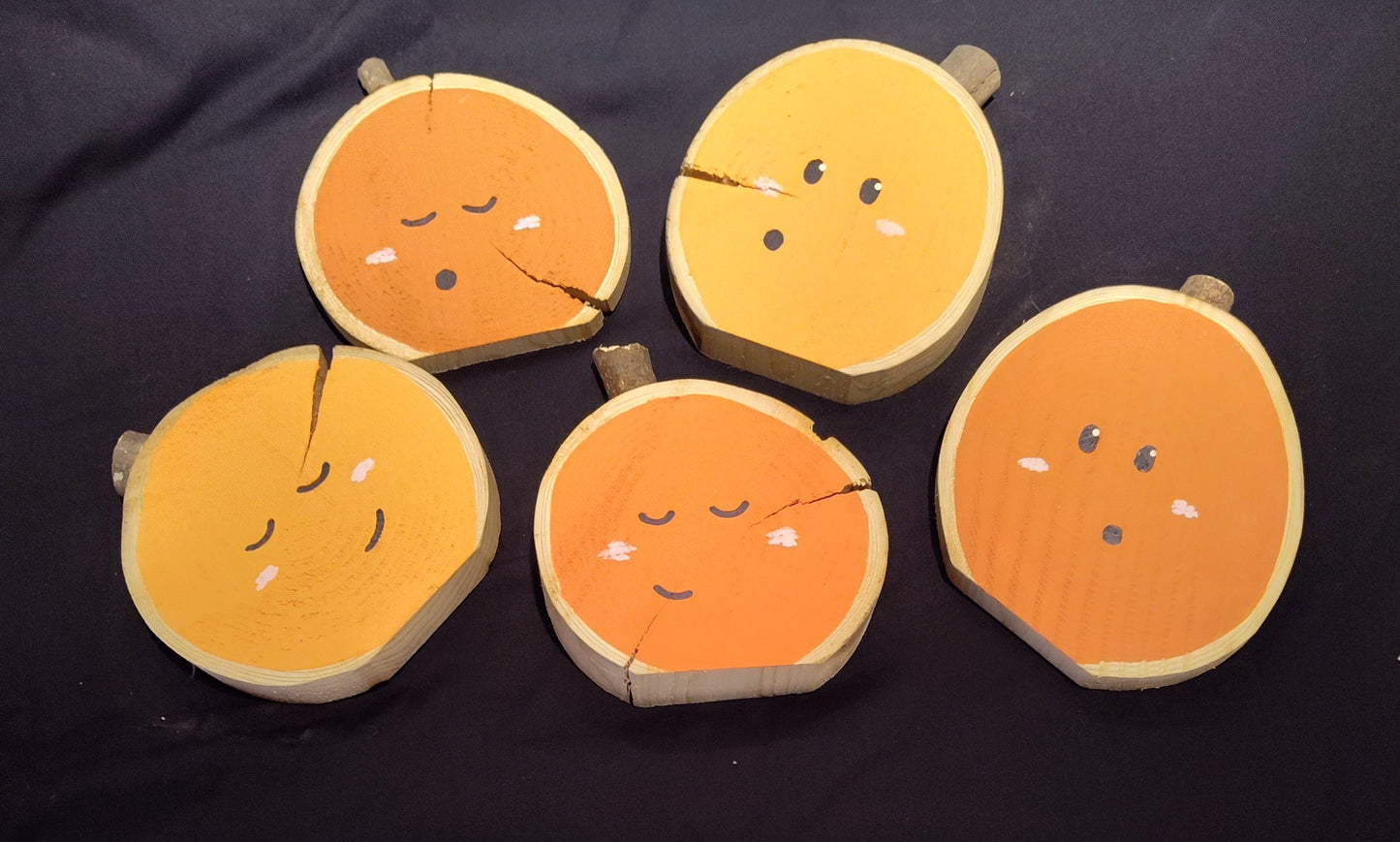 Pumpkin Faces Assorted Wooden Decoration- Katherine Schuler