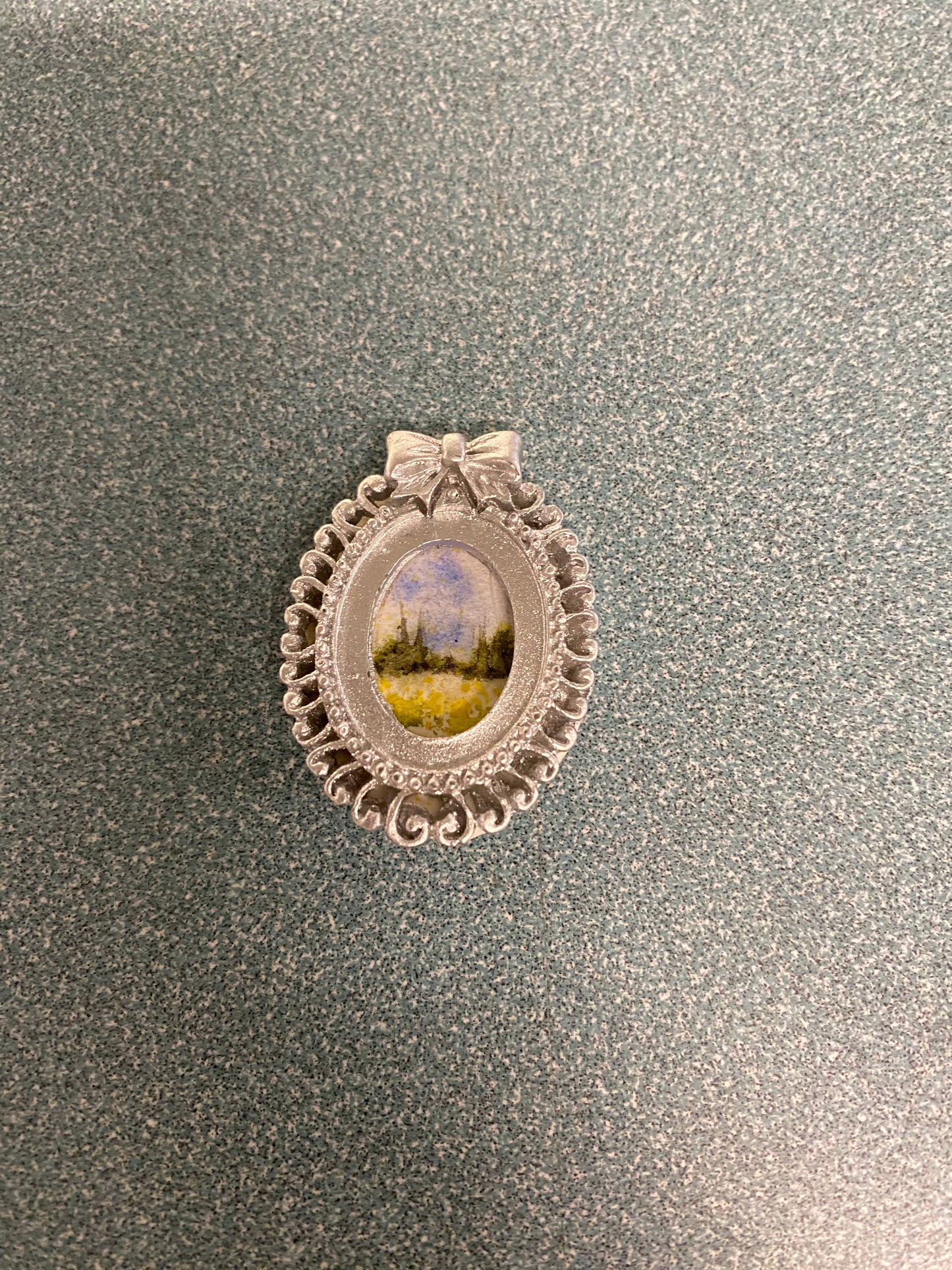 Pine Trees in Silver Oval Frame by Dominique LaVoie