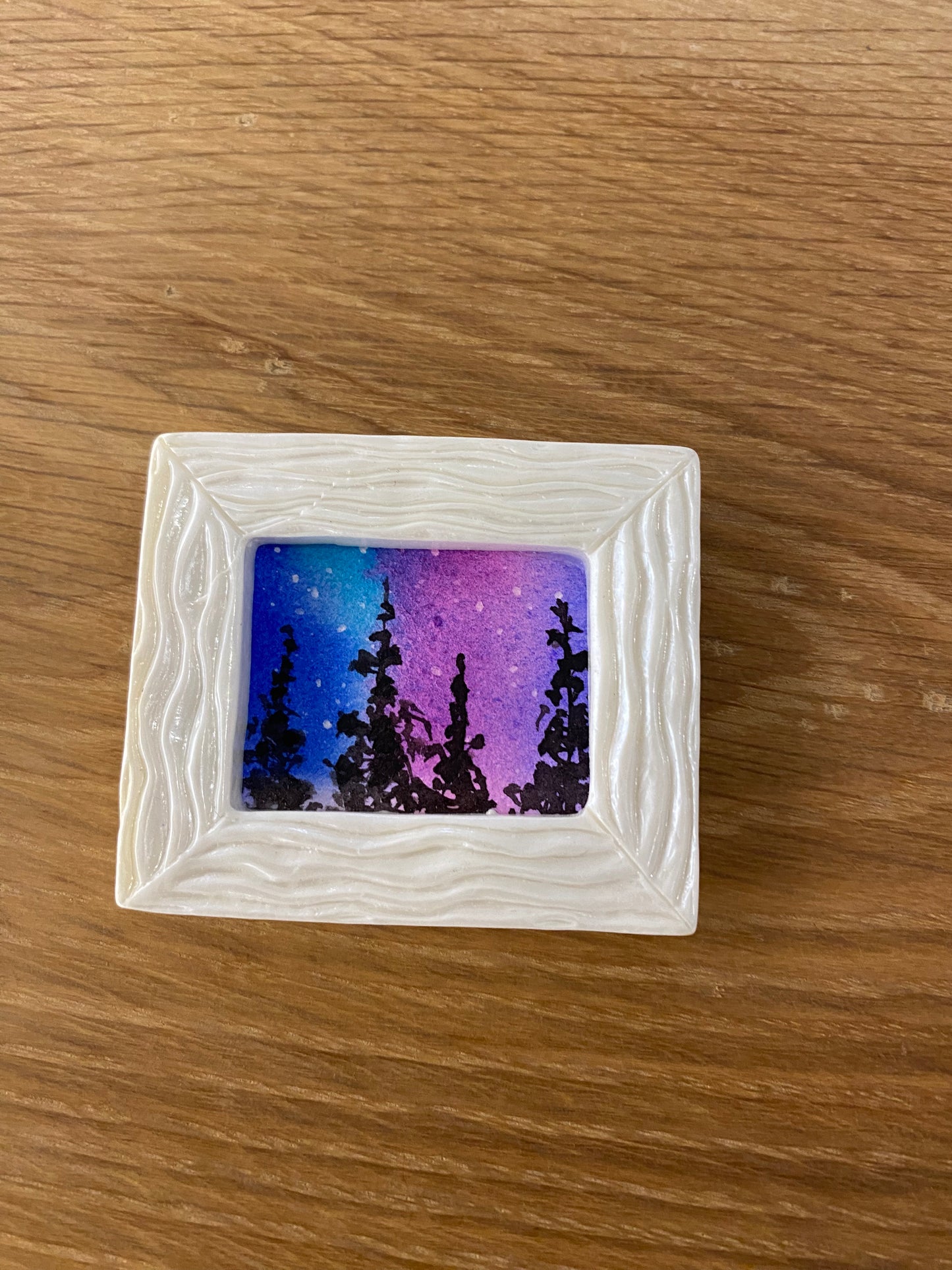 Northern Lights (Pink/Blue) in White Frame by Dominique LaVoie