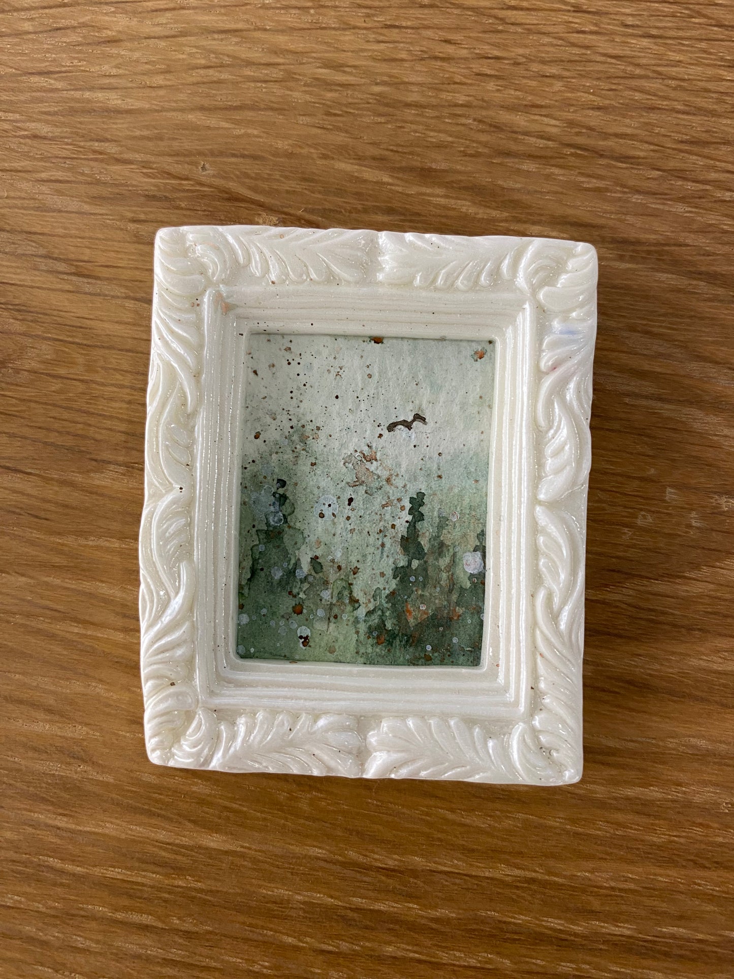 Misty Forest with Bird in White Frame by Dominique LaVoie