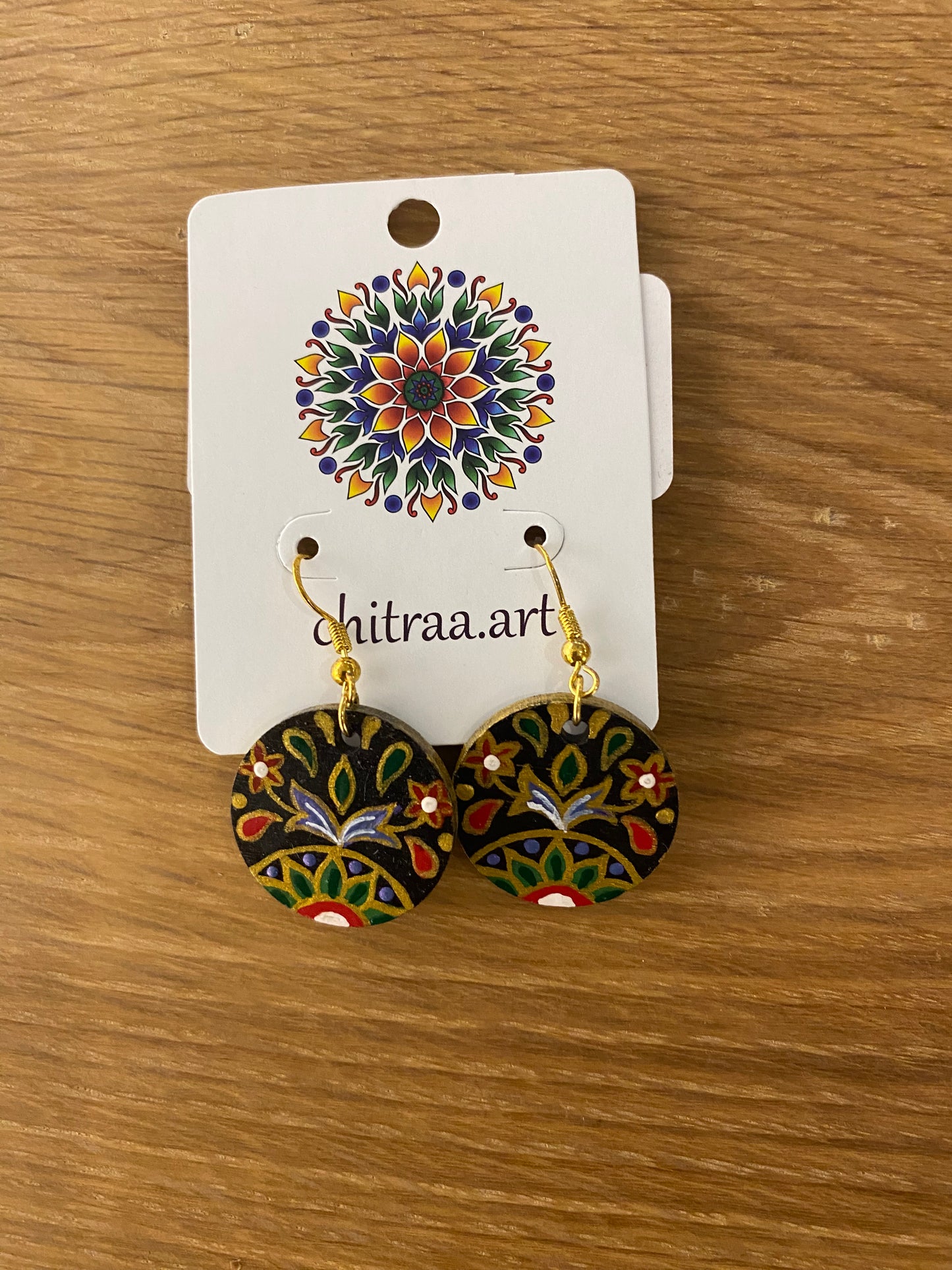 Painted Wood Earrings - Shubha Banavar