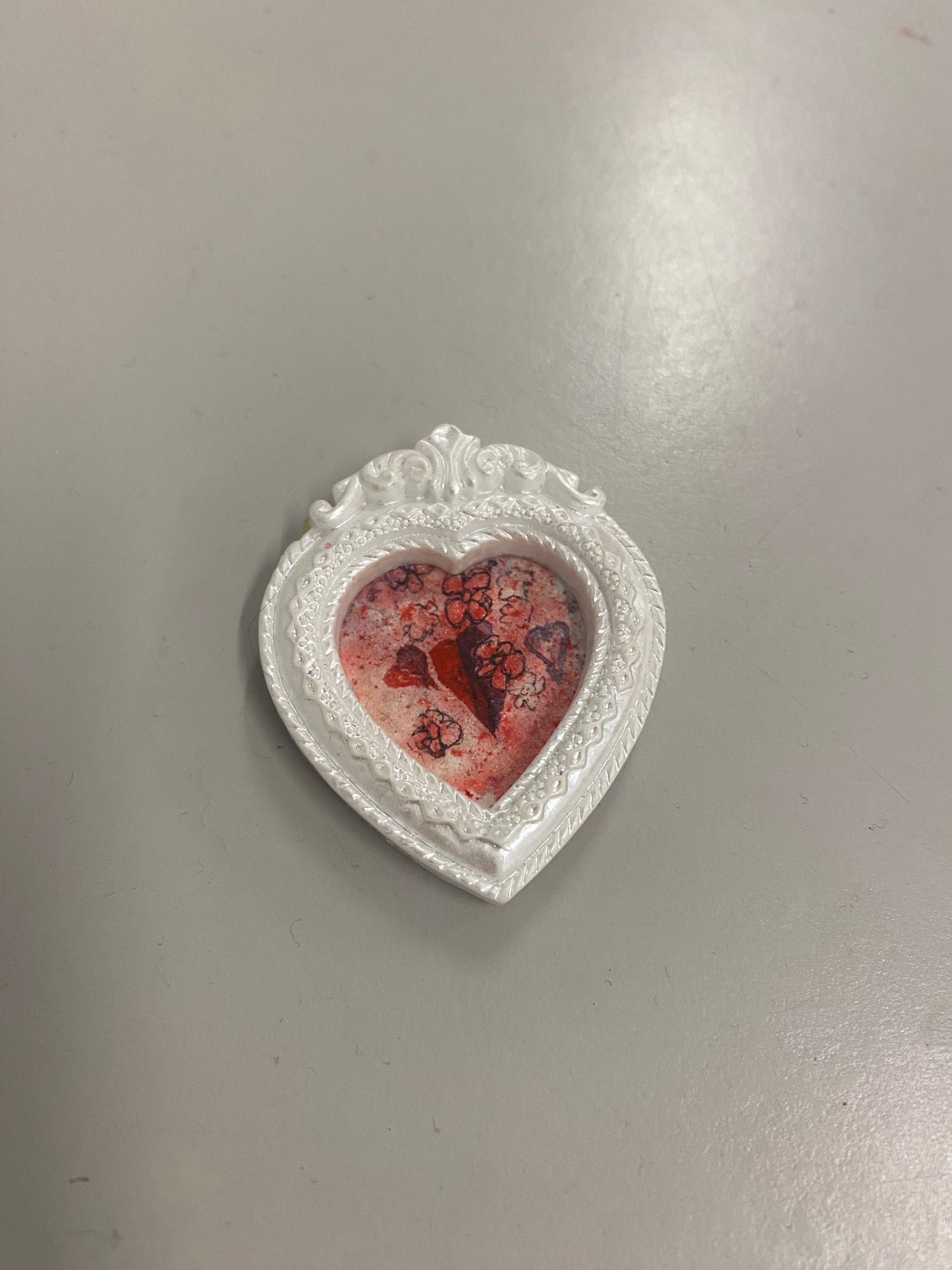 White Heart with Hearts and Flowers by Dominique LaVoie