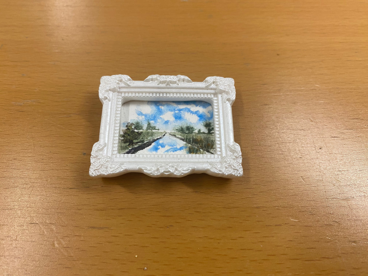 White Rectangle Frame with River Landscape by Dominique LaVoie