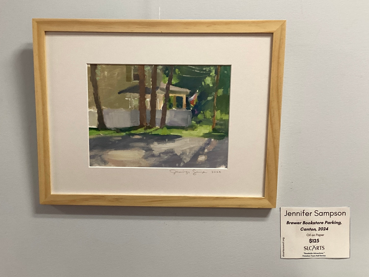 "Brewer Bookstore Parking, Canton, 2024" Oil Painting by Jennifer Sampson