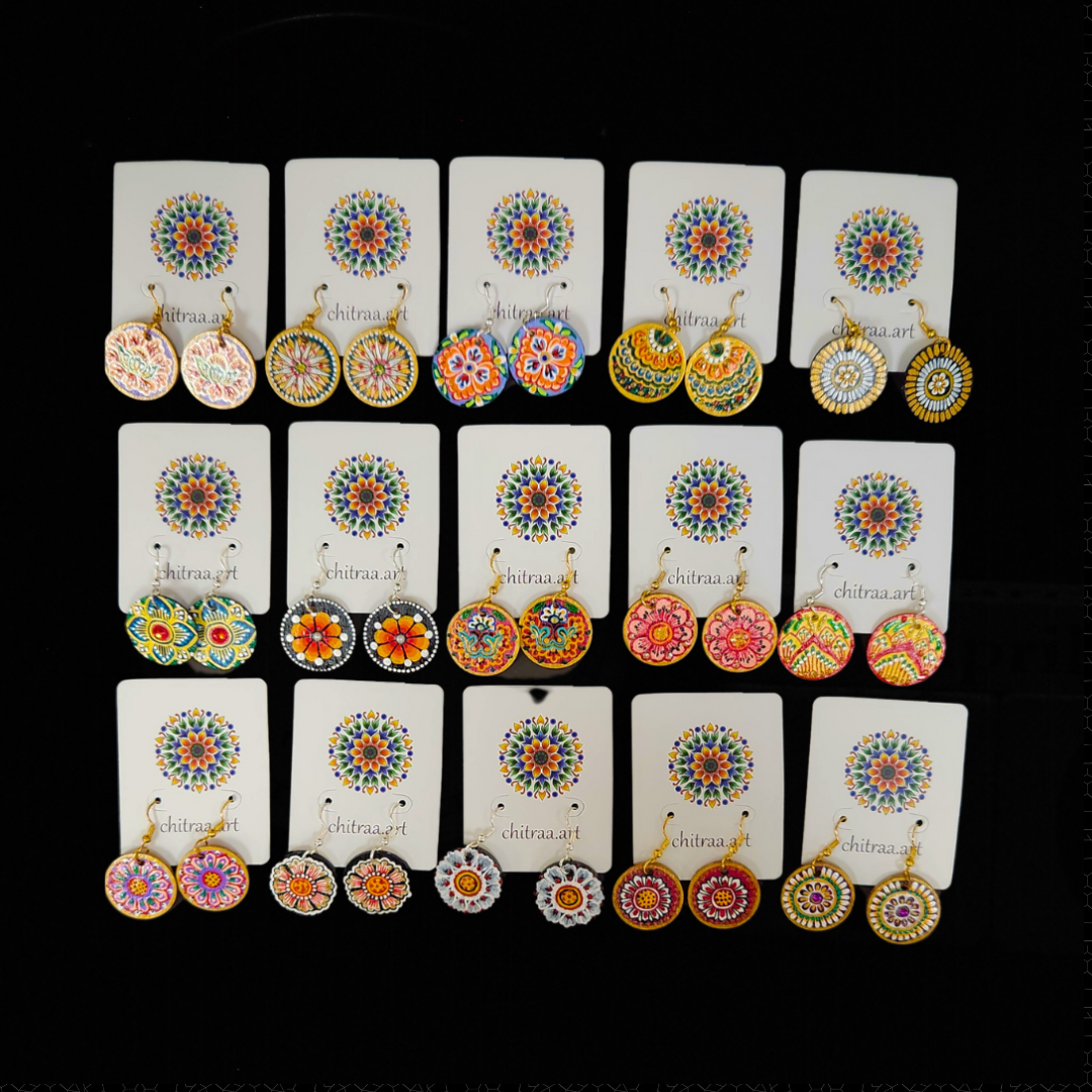 Painted Wood Earrings - Shubha Banavar