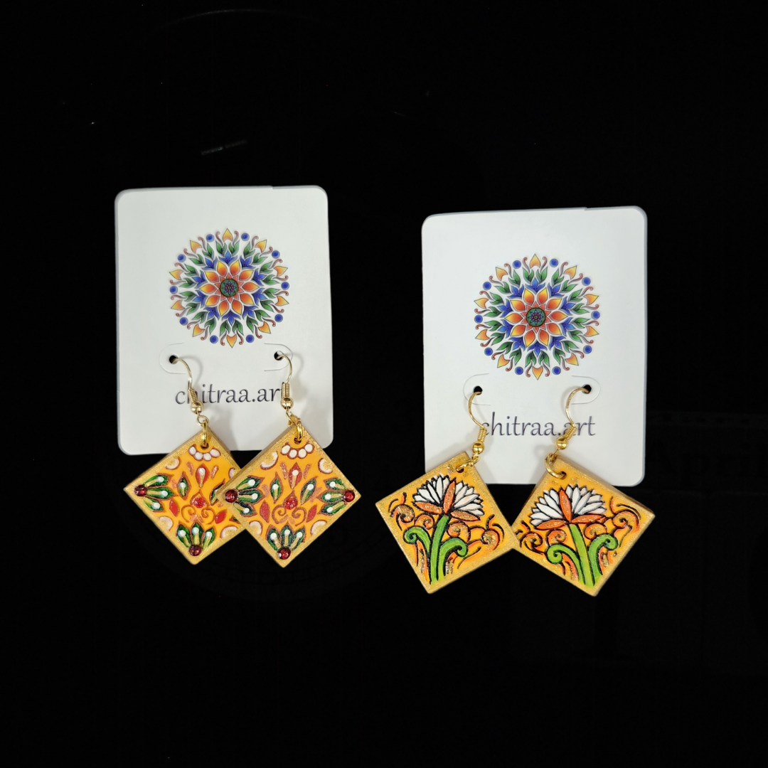 Painted Wood Earrings - Shubha Banavar