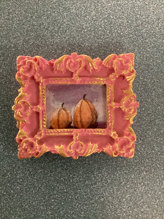 Two Pumpkins in Small Pink Frame by Dominique LaVoie