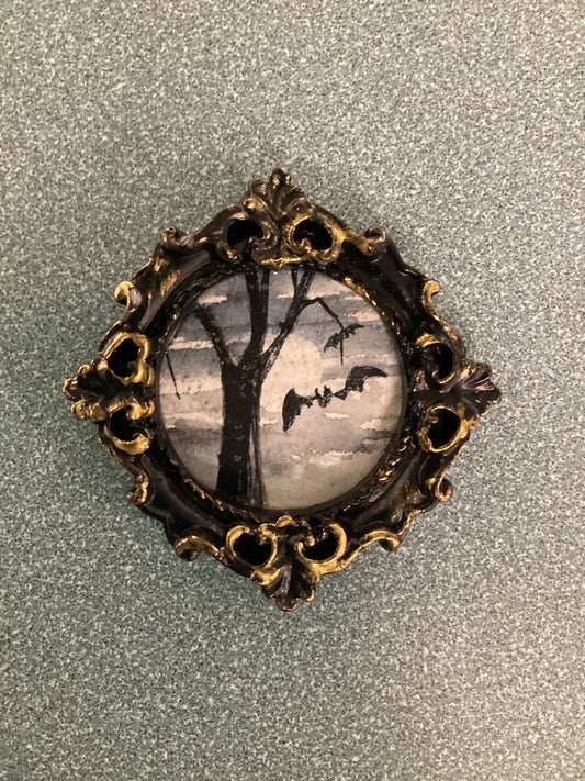 Spooky Tree/Bat in Small Black Frame by Dominique LaVoie