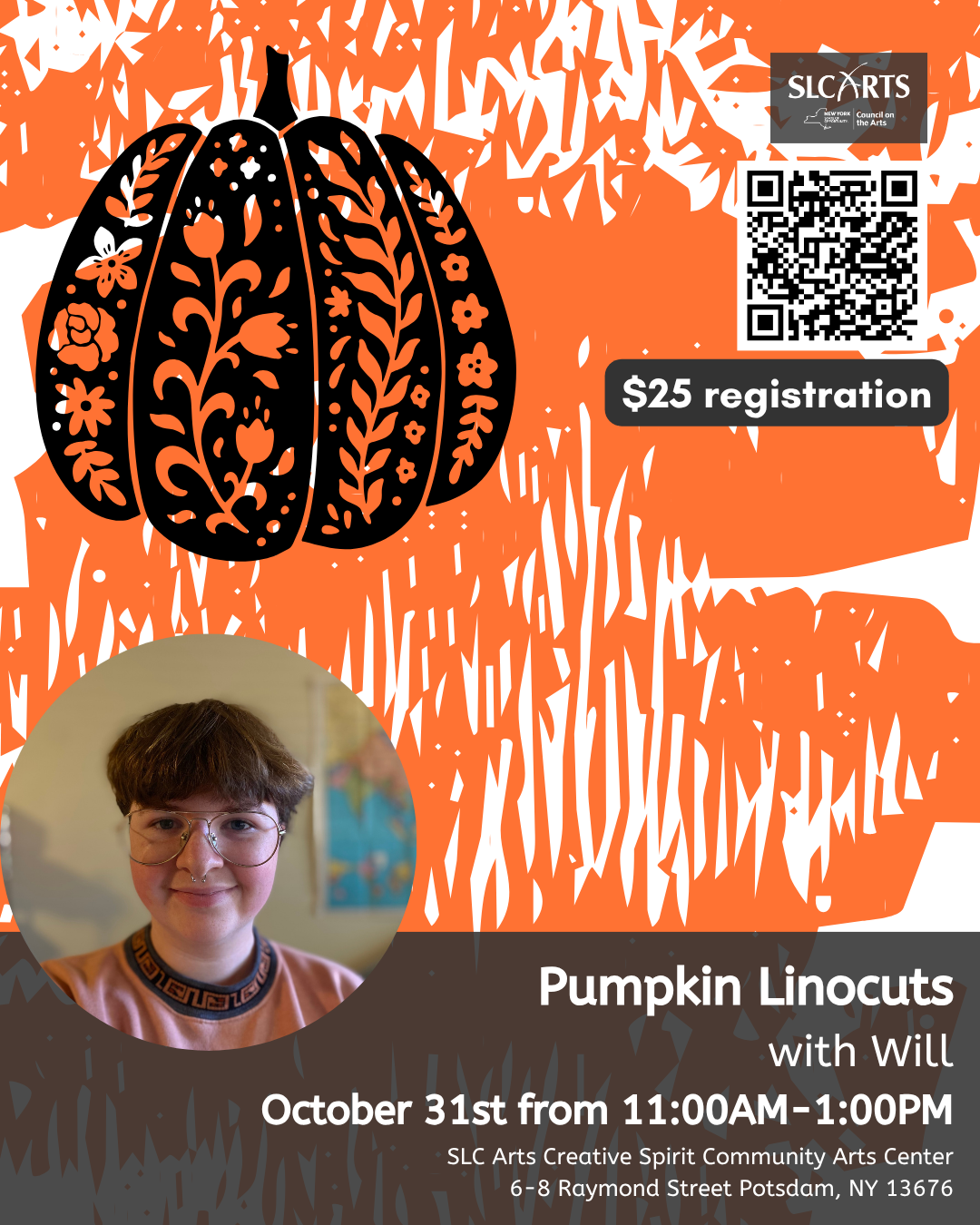 Pumpkin Linocut Stamp Printing with Will
