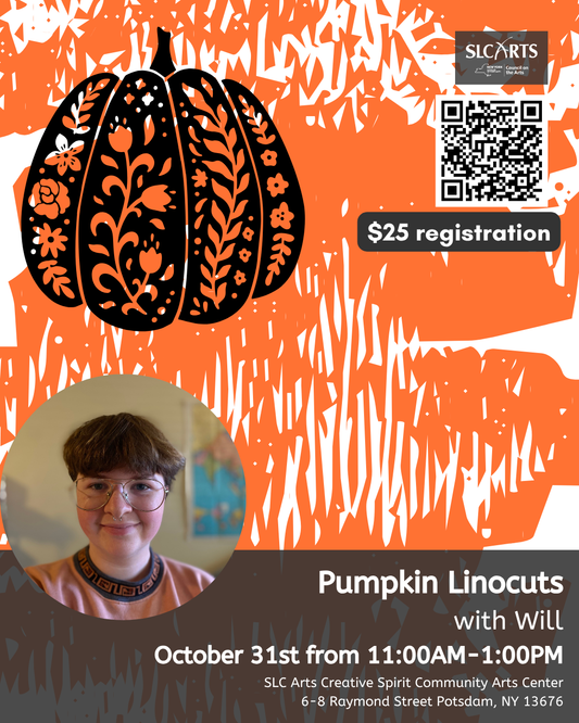 Pumpkin Linocut Stamp Printing with Will