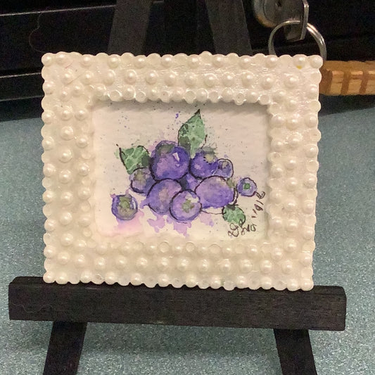 Blueberries in White Frame