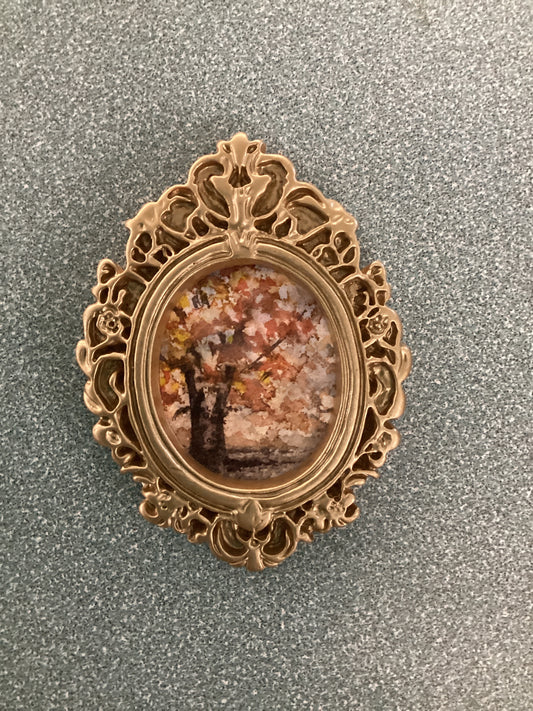 Fall Trees in Small Oval Gold Frame by Dominique LaVoie