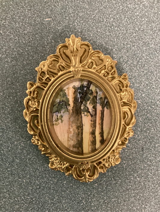 Trees in Small Gold Oval Frame by Dominique LaVoie