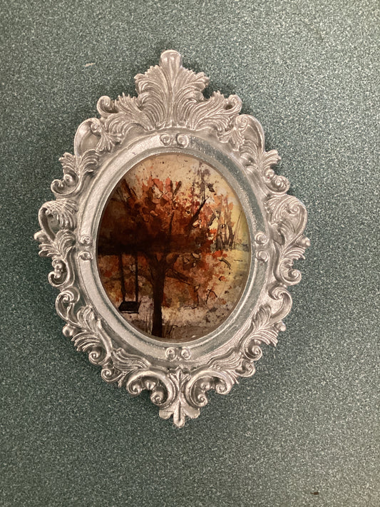 Fall Tree w/ Swing in Large Oval Frame by Dominique LaVoie