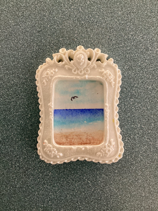 Ocean Beach in White Frame by Dominique Lavoie