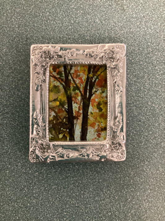 Fall Trees in Small Silver Rectangle by Dominique LaVoie