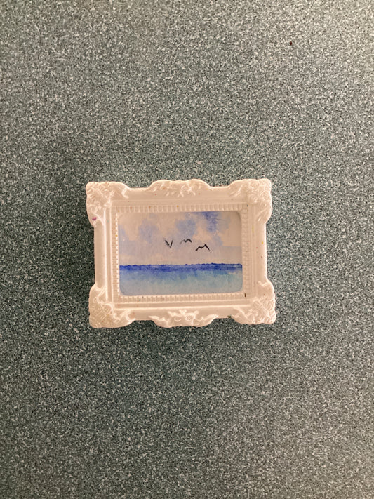 Ocean View in Small White Frame by Dominique LaVoie