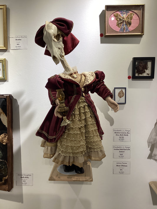 "Untitled (Skull Doll with Lantern)" Found Object Sculpture by Elizabeth L. L. Paige