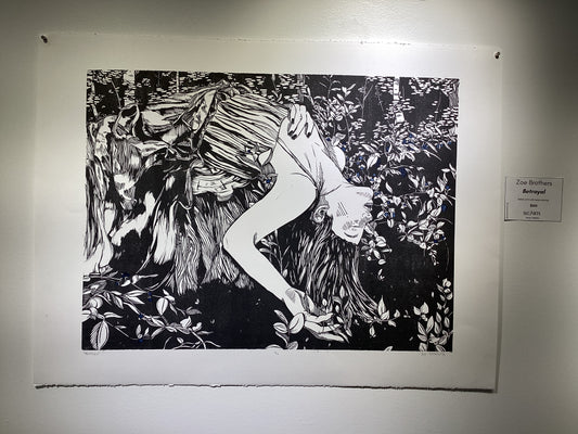 "Betrayal" Relief Print with Hand Coloring by Zoe Brothers