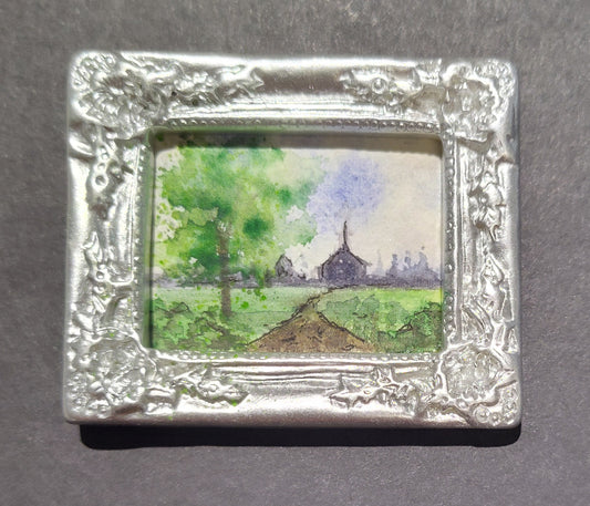 Tiny Church in Silver Rectangle frame by Dominique LaVoie