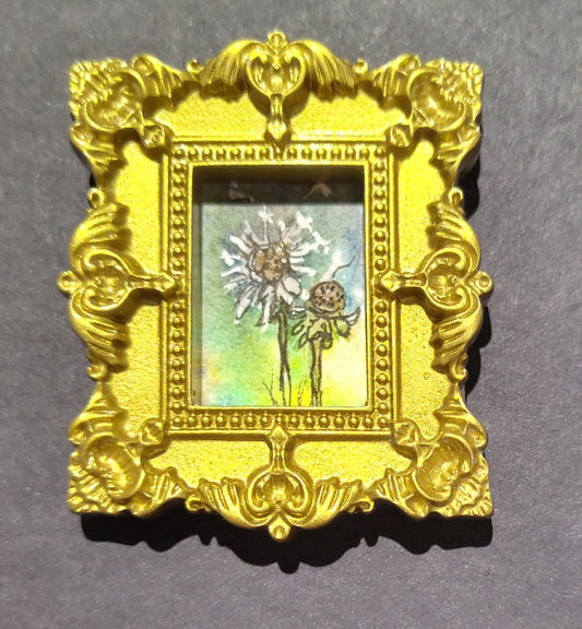 Green Dandelions in Bronze Rectangle frame by Dominique LaVoie