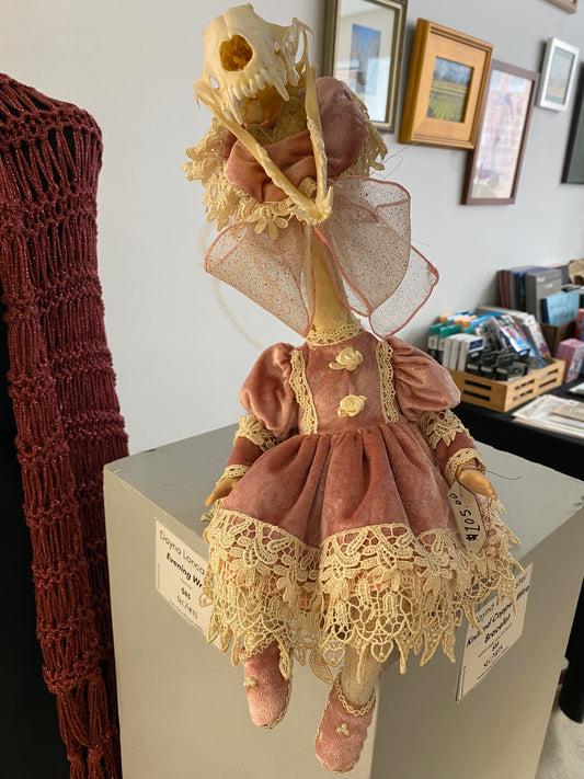 "Untitled (Skull Doll on Music Box)" Found Object Sculpture by Elizabeth L. L. Paige