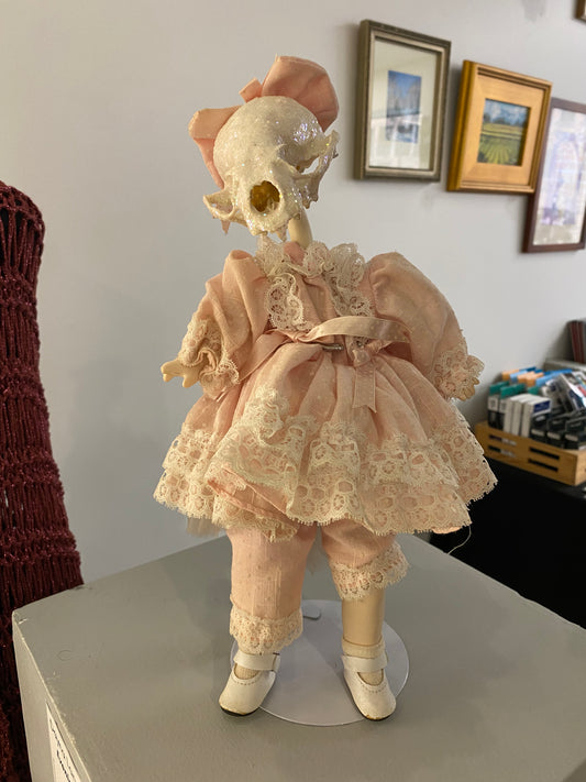 "Untitled (Sparkly Skull Doll)" Found Object Sculpture by Elizabeth L. L. Paige