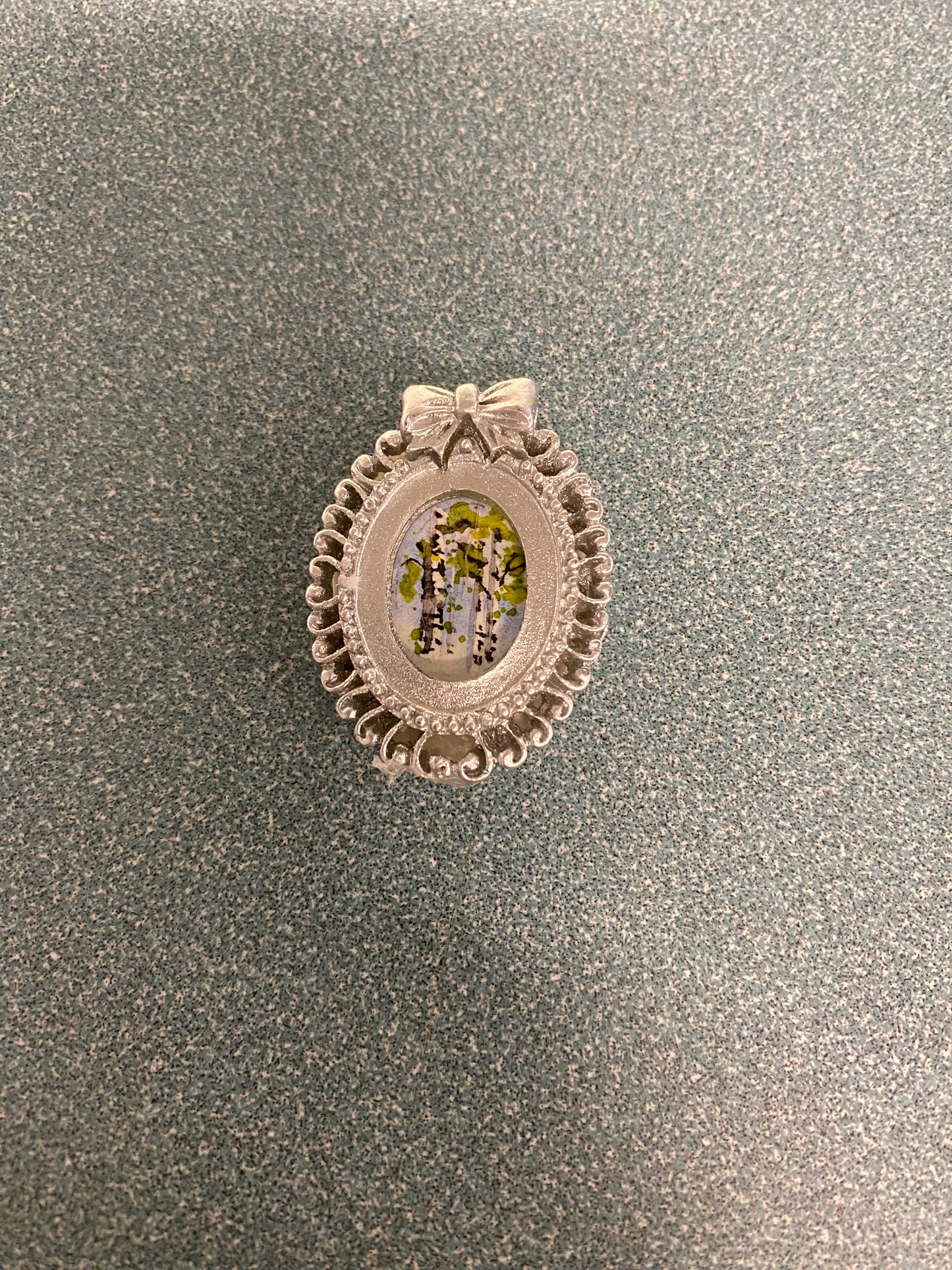 Birch Trees in Silver Oval Frame by Dominique LaVoie