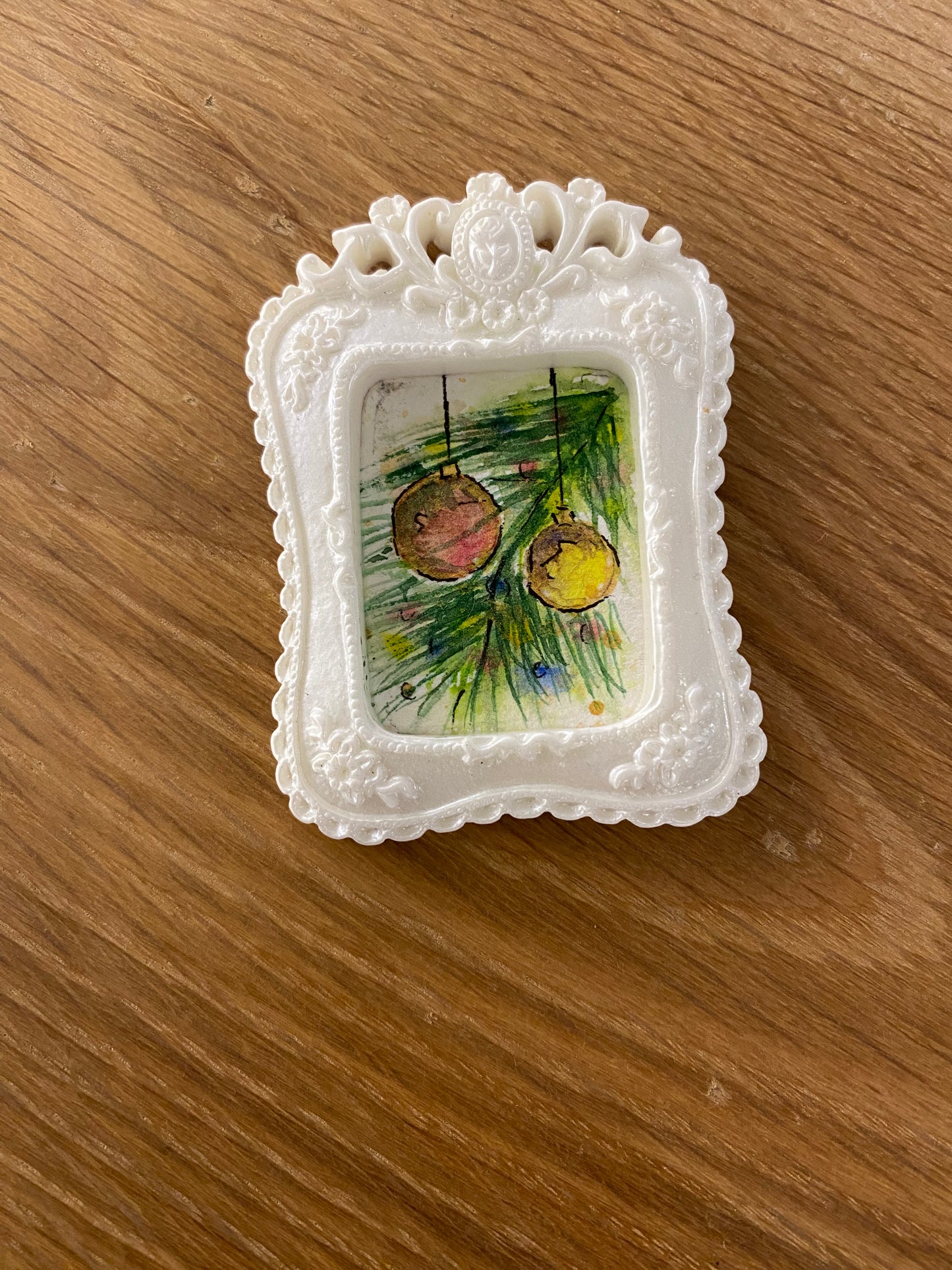 Ornaments in White Frame by Dominique LaVoie