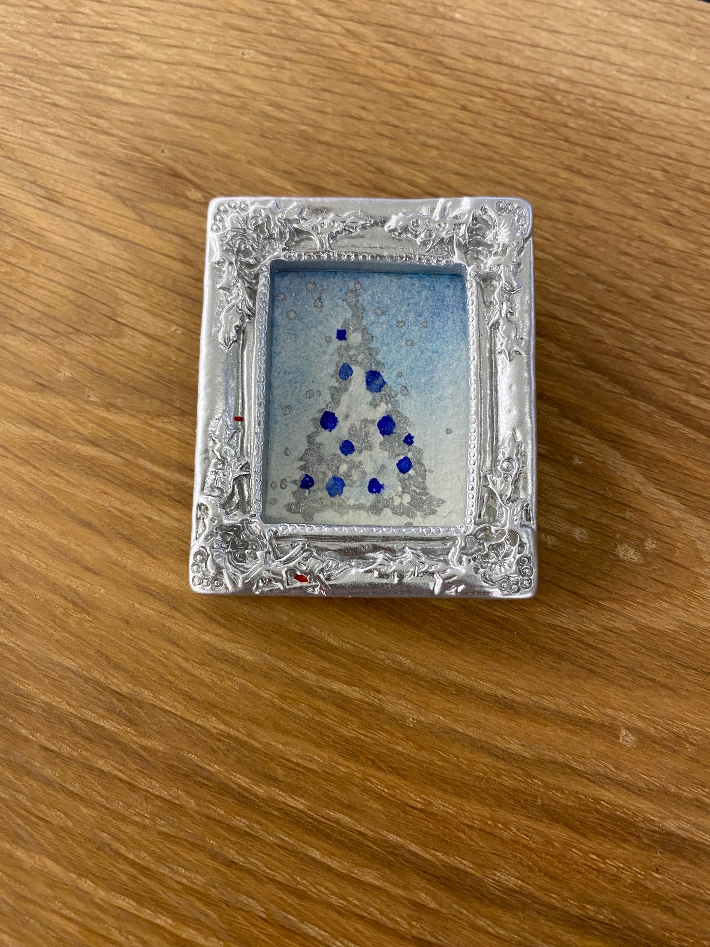Blue Christmas Tree and Silver Frame by Dominique LaVoie