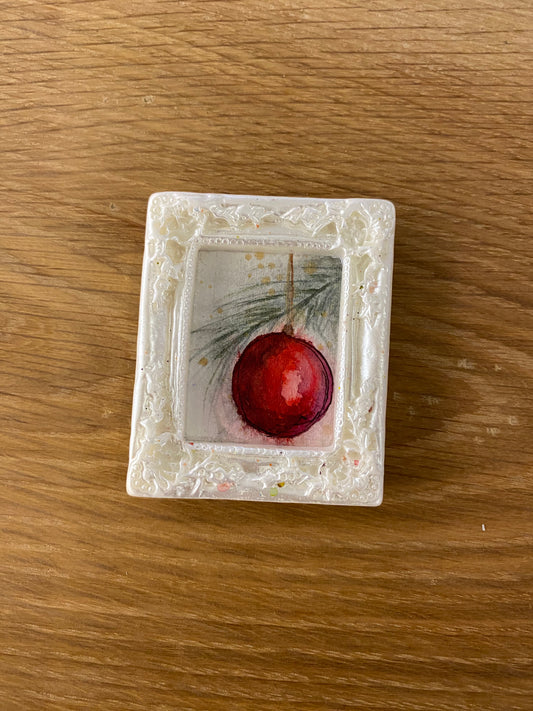 Red Ornament in White Frame by Dominique LaVoie