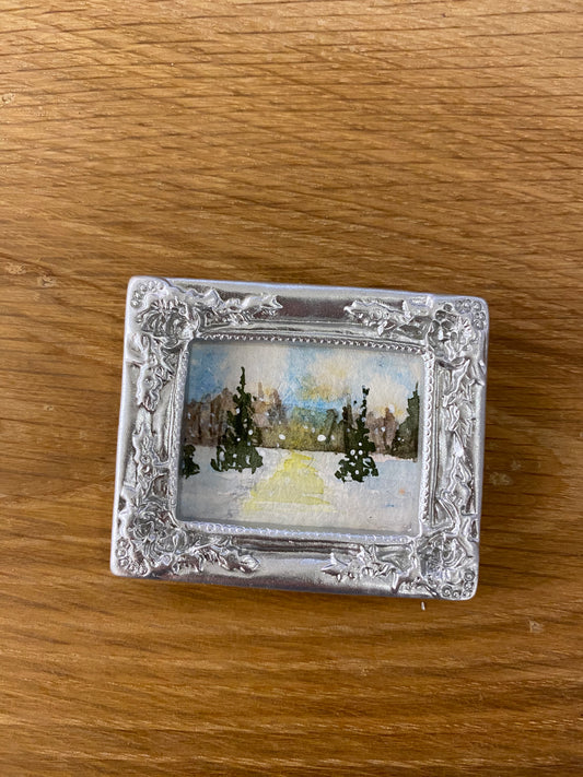 Pine Landscape in Silver Frame by Dominique LaVoie