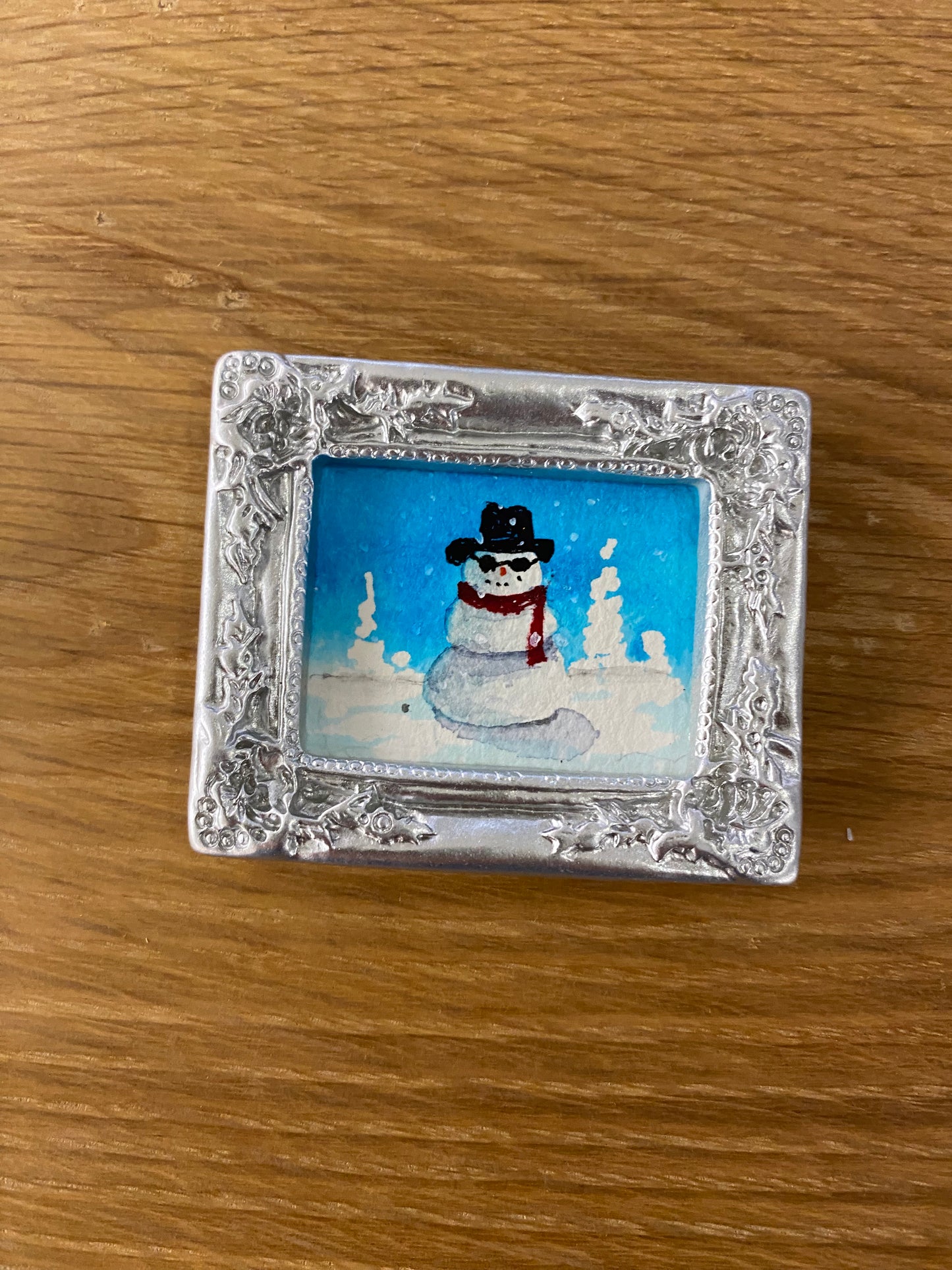 Snowman in Sunglasses in Silver Frame by Dominique LaVoie