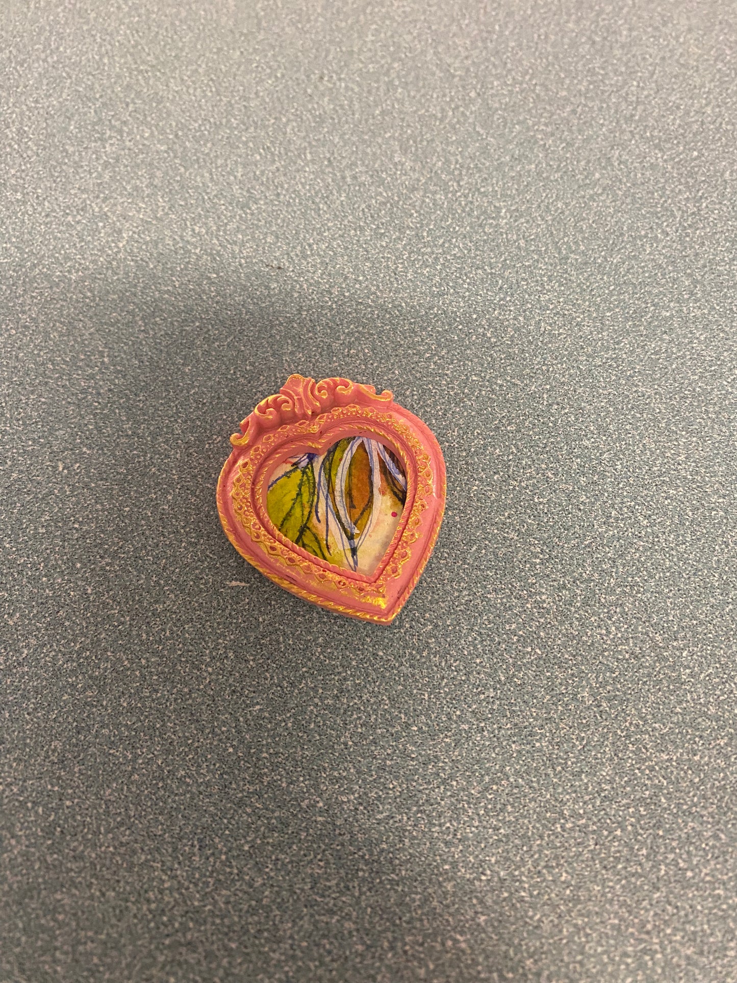 Pink Heart with Orange and Green Leaves by Dominique LaVoie