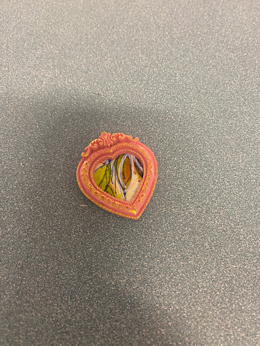 Pink Heart with Orange and Green Leaves by Dominique LaVoie