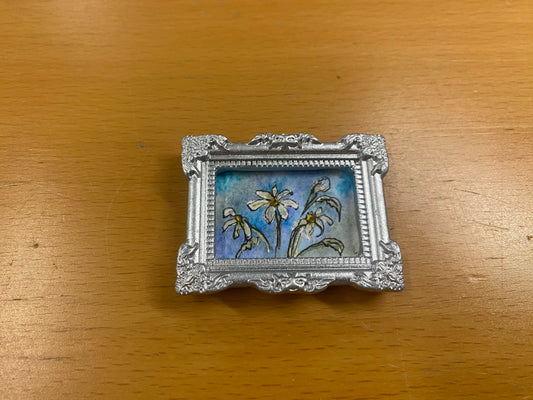 Silver Rectangle Frame with Daisies by Dominique LaVoie