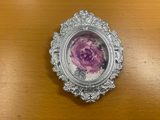 Silver Oval Frame with Purple Flower by Dominique LaVoie