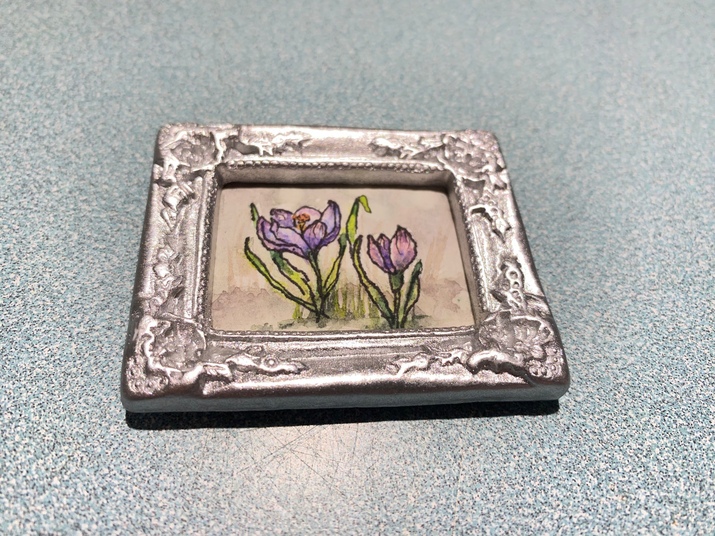 Purple Iris with Silver Frame by Dominique LaVoie