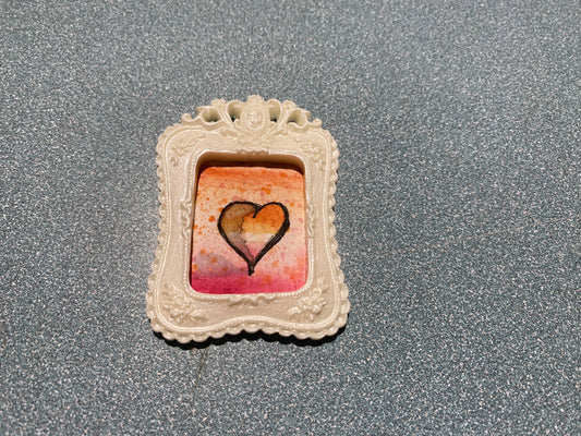 Pink/Orange Heart with White Frame by Dominique LaVoie